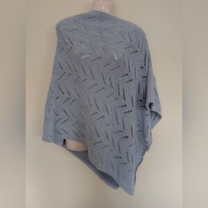 Tesma Cashmere Knit Poncho Sweater Blue One Size